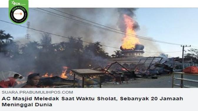 Gambar Tangkapan Layar Foto yang Diklaim AC Masjid Meledak dan Menyebabkan 20 Jamaah Meninggal Dunia.
