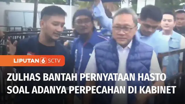 Menteri Perdagangan Zulkifli Hasan membantah pernyataan Sekjen DPP PDIP, Hasto Kristiyanto yang menyebut ada perpecahan dalam kabinet Joko Widodo. Menurut Ketua Umum PAN, Kabinet Indonesia Maju masih tetap solid dan kompak.