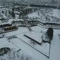 Penampakan dari atas menara Benteng Goryokaku di Hakodate, Jepang, saat musim dingin. (Liputan6.com/Dinny Mutiah)