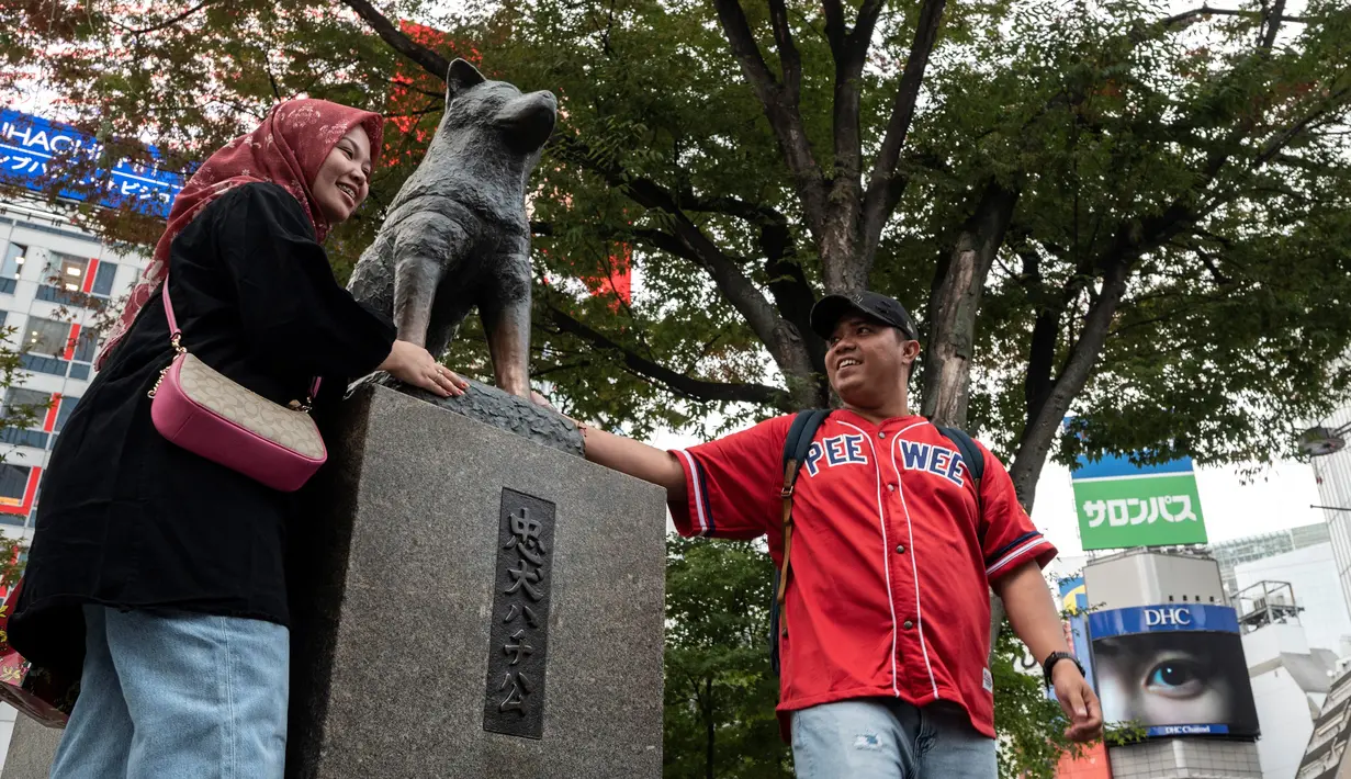 Hachiko, yang minggu ini genap berusia 100 tahun, adalah milik profesor universitas Hidesaburo Ueno. (Richard A. Brooks / AFP)