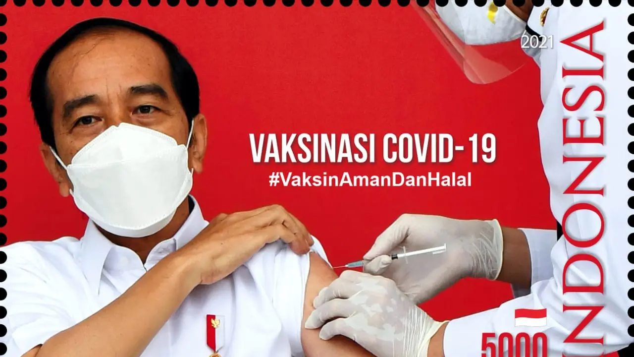 Kementerian Komunikasi dan Informatika (Kemenkominfo) meluncurkan perangko seri vaksinasi Covid-19.