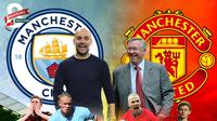 Ilustrasi - Manchester City dan Manchester United Treble Winner (Bola.com/Adreanus Titus)