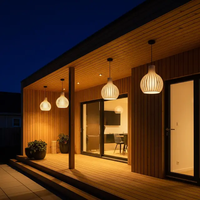 6 Inspirasi Teras Rumah Kayu dengan Lampu Gantung, Buat Suasana Malam Lebih Hangat