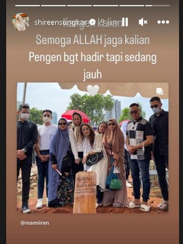 Bintang Cinta Fitri di pemakaman Iqbal Pakula (Foto: Instagram shireensungkar)