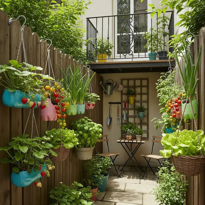 Halaman Belakang Rumah Kecil dengan Kebun Sayur Buah (Image by Gemini AI)