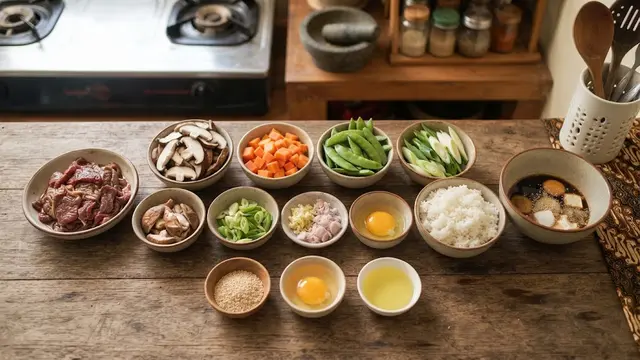 Bahan-bahan Rice Bowl Daging Jamur