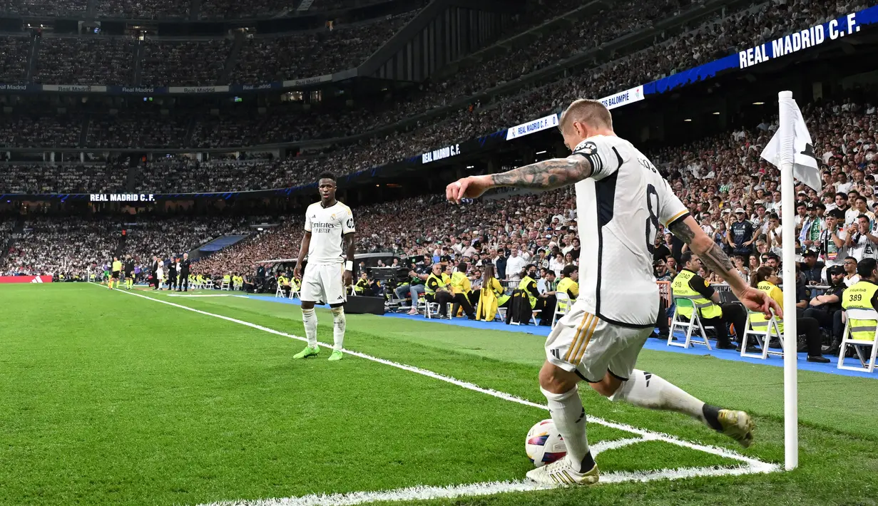 Bagi Toni Kroos, laga melawan Betis menandai penampilan terakhirnya di La Liga dan di Bernabeu. (JAVIER SORIANO / AFP)