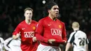 Manchester United's forward Carlos T&eacute;vez celebrates after scoring during the second leg of their English League Cup semi final against Derby County at Old Trafford in Manchester, on January 20, 2009. AFP PHOTO/PAUL ELLIS