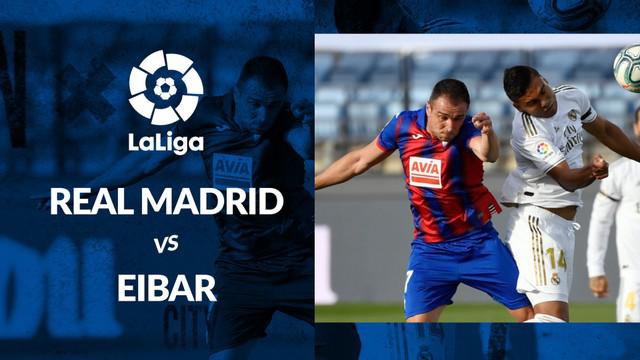 Berita motion grafis Real Madrid vs Eibar pada laga pekan ke-28 La Liga 2019-2020 di Estadio Alfredo Di Stefano, Madrid.