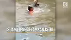 Rekaman video seorang pria berusaha untuk menenggelamkan istrinya sendiri setelah menusuknya dengan menggunakan pisau.