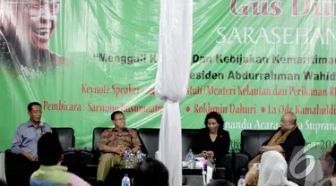 Sarasehan bertema "Menggali Konsep dan Kebijakan Kemaritiman Presiden Abdurrahman Wahid", Jakarta, Rabu (7/1/2015). (Liputan6.com/Faizal Fanani)