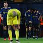 Selebrasi Jadon Sancho usai mencetak gol untuk MU kala melawan Villarreal di Liga Champions (AFP_)