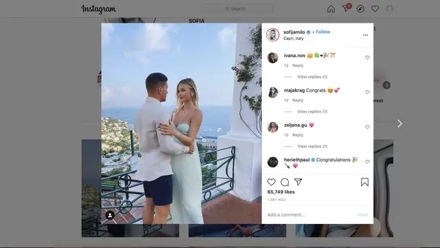 Luka Jovic melamar Pasangannya Sofia Jamilo