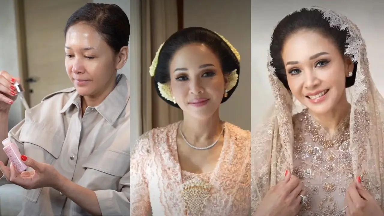 Maia Estianty Sebelum dan Sesudah Make Up di Pengajian dan Siraman El Rumi (Foto: Instagram @maiaestiantyreal)