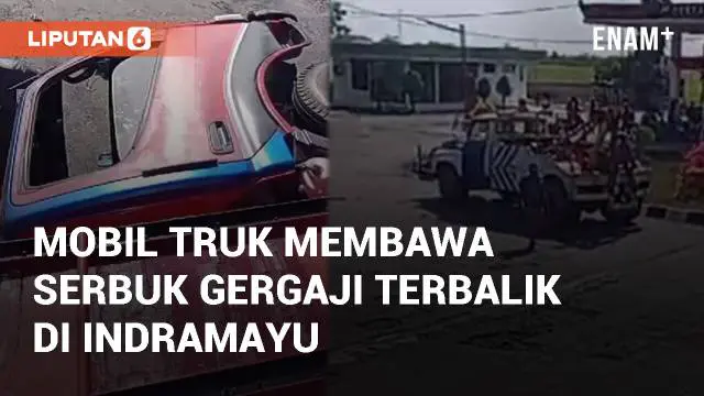 VIDEO: Viral Mobil Truk Membawa Serbuk Gergaji Terbalik di Indramayu