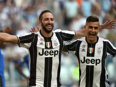Juventus membungkus kemenangan 3-1 atas Sassuolo dalam lanjutan Serie A di Juventus Stadium, Turin, Sabtu (10/9/2016). Gonzalo Higuain mencetak dua dari tiga gol I Bianconeri. (Reuters/Giorgio Perottino)