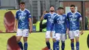 Como tampil luar biasa saat menjamu Pisa dalam lanjutan Serie A. Minggu 22 Maret 2026, bermain di kandang sendiri, tim asuhan Cesc Fabregas mencatat kemenangan telak dengan skor 5-0. (Antonio Saia/LaPresse via AP)