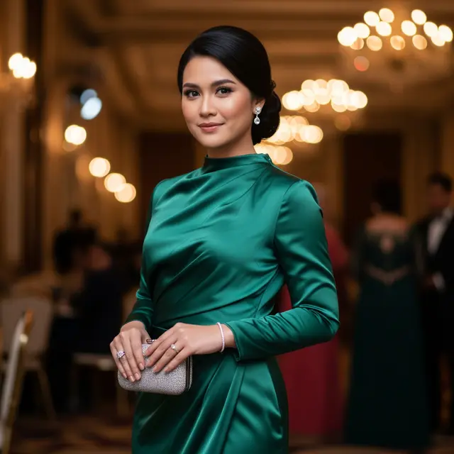 Model Dress dari Bahan Satin (Image by Gemini AI)