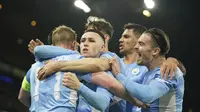Gol tersebut menjadi satu-satunya gol yang tercipta pada laga itu. The Cityzens berhasil unggul tipis atas Atletico Madrid pada leg pertama perempat final Liga Champions 2021/2022. (AP/Dave Thompson)