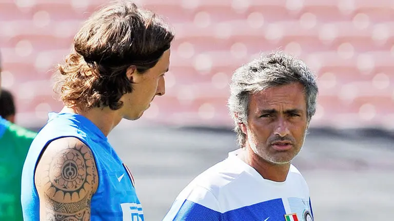 Zlatan Ibrahimovic dan Jose Mourinho ketika sama-sama berada di Inter Milan.