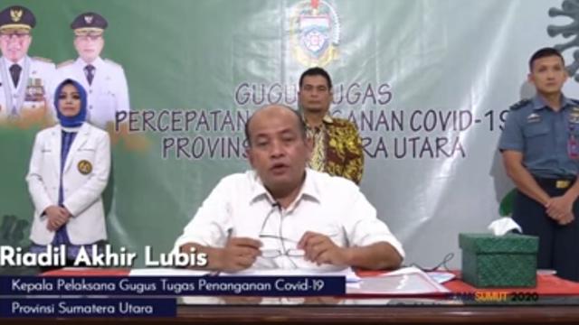 Screenshot live streaming konferensi pers Gugus Tugas Percepatan Penanganan COVID-19 Sumut