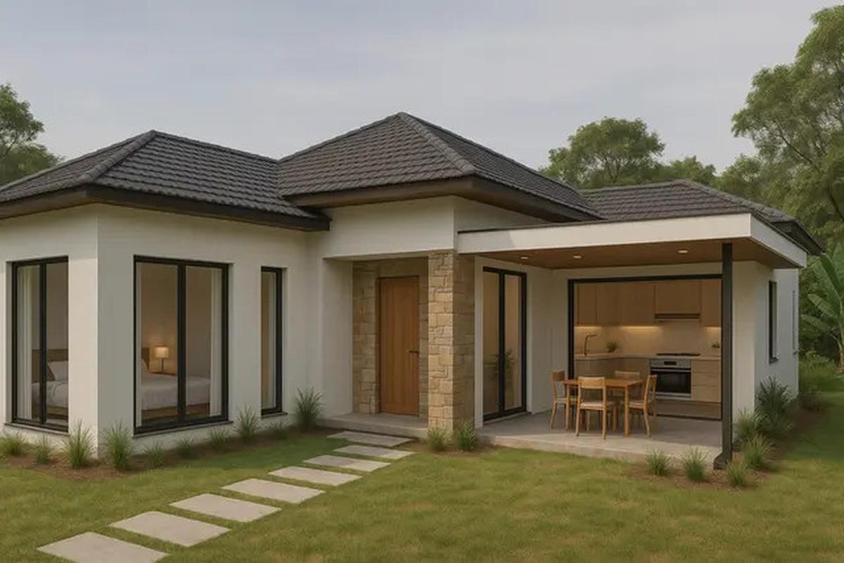 7 Desain Rumah L-Shape dengan 3 Kamar Tidur, Tampilkan Suasana Rapi