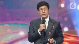 Dalam pidatonya, Managing Director Emtek/Dirut SCM Sutanto Hartono mengungkap pesan optimisme di tengah aneka tantangan yang dihadapi dalam dunia pertelevisian. (Liputan6.com/Herman Zakharia)
