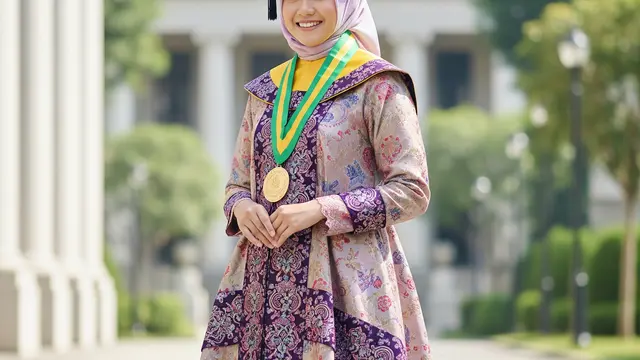 Model Gamis Midi Kombinasi Brokat untuk Wisuda