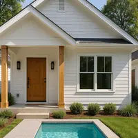 Model Rumah Kecil dengan Kolam Renang Mini/AI