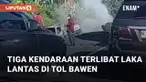 Kecelakaan terjadi di KM 438+100 B Tol Bawen-Semarang Jumat pagi (03/01/2025) pukul 07.23 WIB. Tiga kendaraan terlibat, yakni Bus Gunung Harta (DK 7169 GH), Colt Diesel (W 8930 CA)