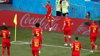 Dries Mertens menyumbangkan satu gol sekaligus membantu timnas Belgia menang 2-0 atas Panama pada laga Grup G Piala Dunia 2018, di Olimpiyskiy Stadion Fisht, Senin (18/6/2018) malam WIB. (AFP/Odd Andersen)