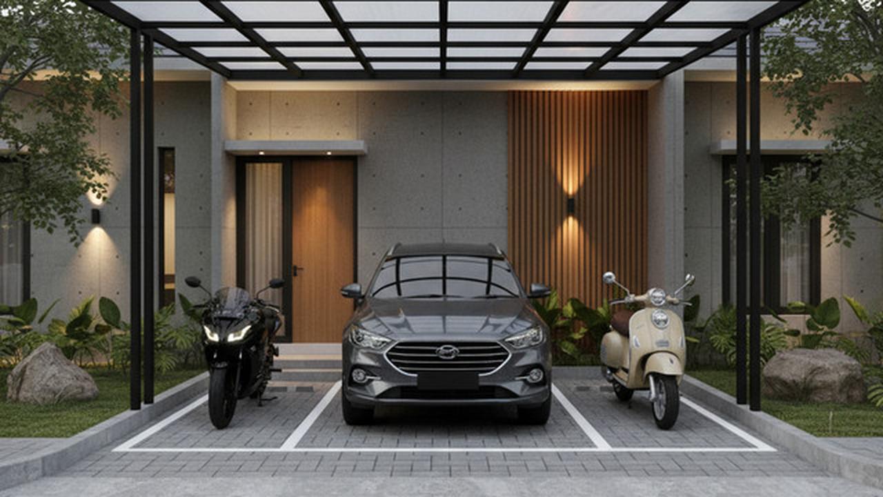 8 Inspirasi Carport Minimalis untuk 1 Mobil 2 Motor di Lahan Sempit 2025