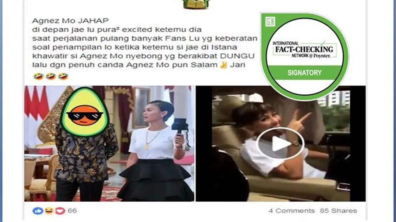 [Cek Fakta] Usai Bertemu Jokowi, Agnez Mo Malah Acungkan Dua Jari?