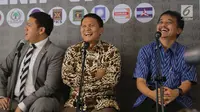 Politisi Partai Golkar Dave Laksono (kiri), Politisi PKS Mardani Ali (tengah) dan Politisi Partai Demokrat Roy Suryo saat mengikuti diskusi bertema "Arena Adu Opini Ekonomi, Hukum Dan Politik" di Jakarta, Kamis (12/7). (Liputan6.com/Angga Yuniar)