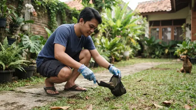 Membersihkan Halaman Rumah