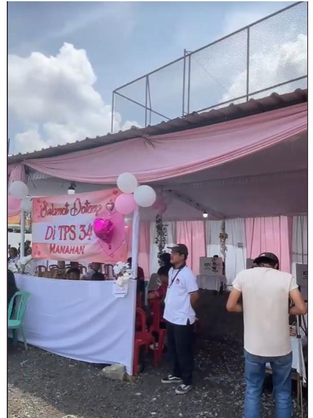 6 Potret TPS Bertema Valentine di Pemilu 2024, Penuh Warna Pink dan Hiasan Hati
