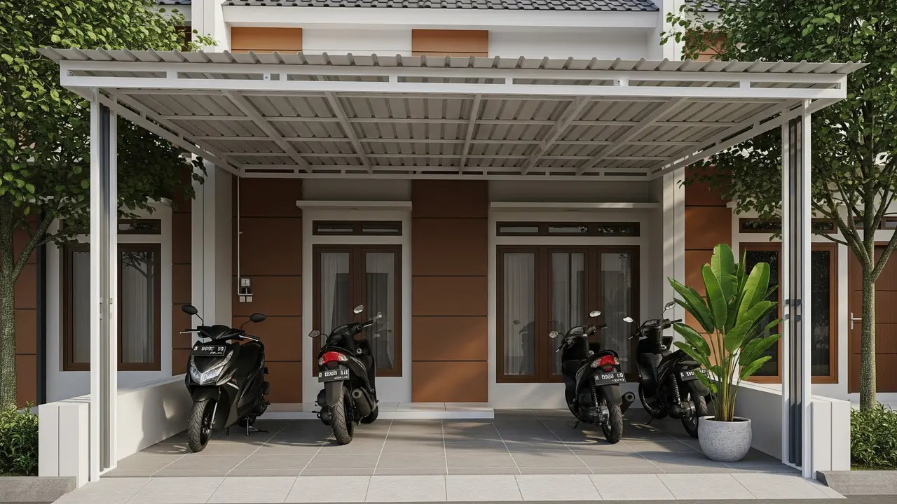 5 Ide Kanopi Teras Depan Rumah yang Cocok untuk Parkir Motor, Aman dan Estetik