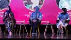 Kepala Divisi Jasa Manajemen dan TJSL PT Permodalan Nasional Madani (PNM) Cut Ria Dewanti bersama Founder dan pengurus kreasi Tuli Indonesia serta Young Fashion designer dan founder kreasi tuli Indonesia Akeyla Naraya saat diskusi dalam acara Cita dan Cipta Liputan6.com x Fimela di Shangri-La Hotel, Jakarta,  Rabu (31/7/2024). (Liputan6.com/Herman Zakharia)
