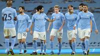 Manchester City meraih kemenangan 5-2 atas Southampton pada laga pekan ke-33 Premier League di Stadion Etihad, Kamis (11/3/2021) dini hari WIB. (AFP/POOL/Clive Brunskill)
