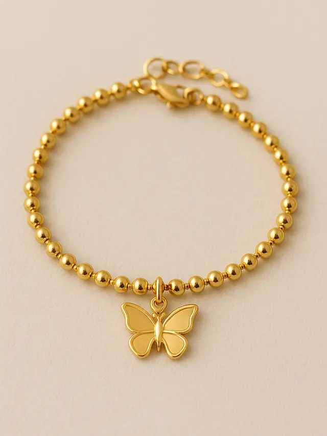 Gelang Bola Mini dengan Liontin Kupu-kupu