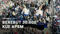 Ribuan warga di Boyolali berebut 30 ribu kue apem keong mas. Segala wadah dibawa, dari payung, kardus, hingga kerudung.