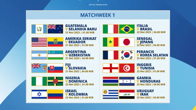Daftar Pertandingan Piala Dunia U-20 Argentina Week 1 di Vidio, 21-23 Mei 2023