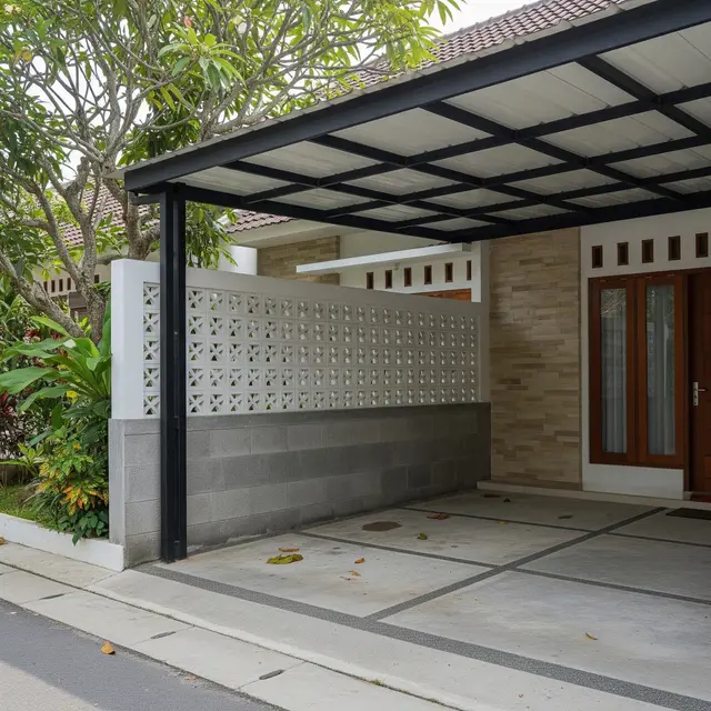 Model Roster untuk Area Carport agar Tidak Terlalu Terbuka (AI Generated)