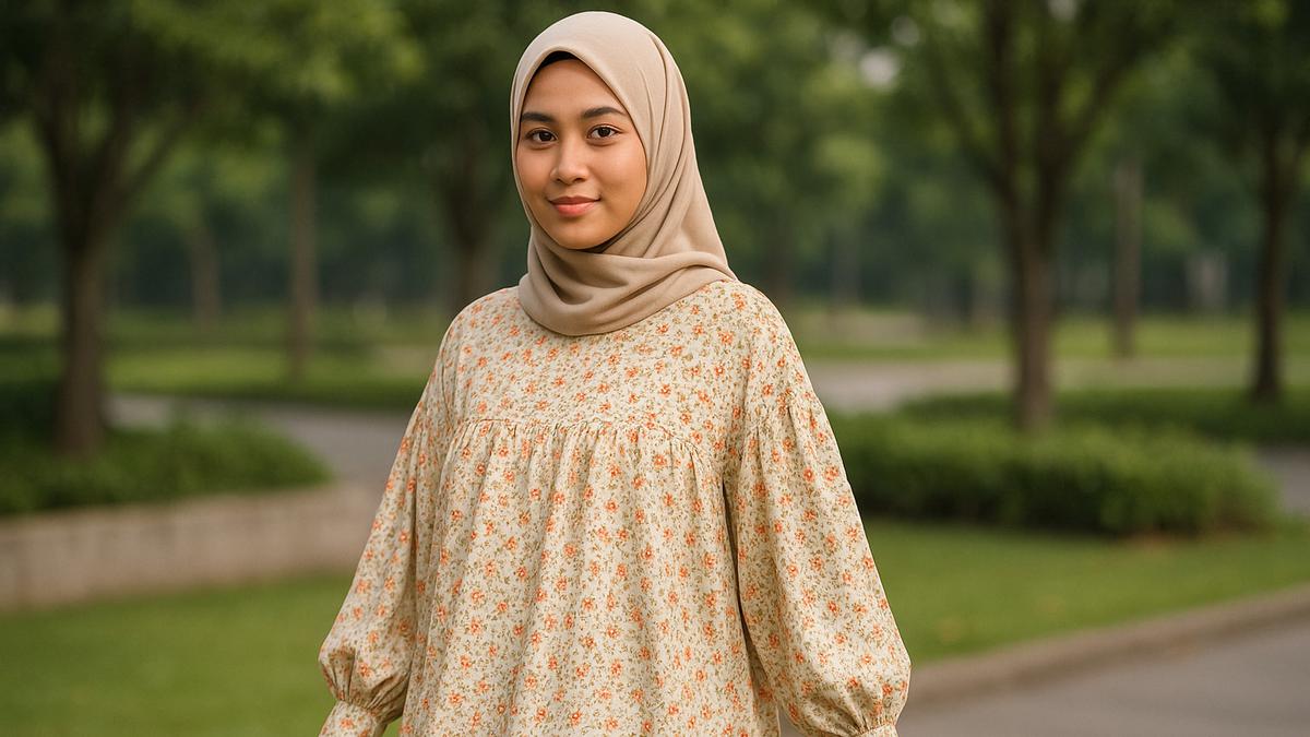 7 Model Tunik Motif Bunga Kecil Lengan Bishop, Bikin Tampilan Feminin dan Anggun di Segala Acara