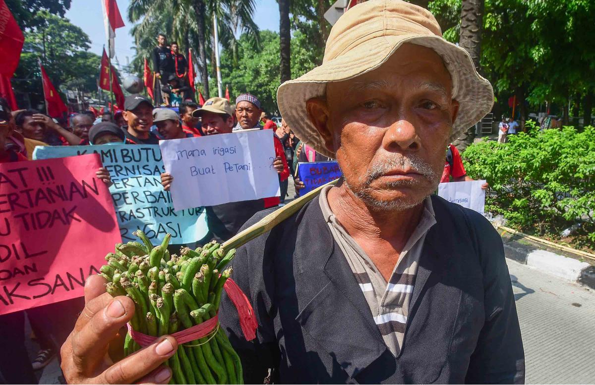 FOTO: Hari Tani Nasional, Petani Indramayu Tuntut Perbaikan Irigasi dan Modernisasi Pertanian