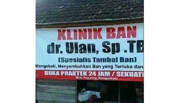 6 Spanduk Kocak Tukang Tambal Ban Ini Bikin Ketawa