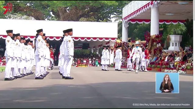Rangkaian perayaan peringatan HUT ke-78 RI di Istana Merdeka, Kamis 17 Agustus 2023. (Tangkapan Layar Sekretariat Presiden)