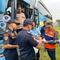 Kementerian Perhubungan melakukan inspeksi keselamatan lalu lintas angkutan jalan (rampcheck) dilakukan terhadap 55 armada bus di Rest Area KM 45 Tol Jagorawi, Bogor, Jawa Barat. (Kemenhub)