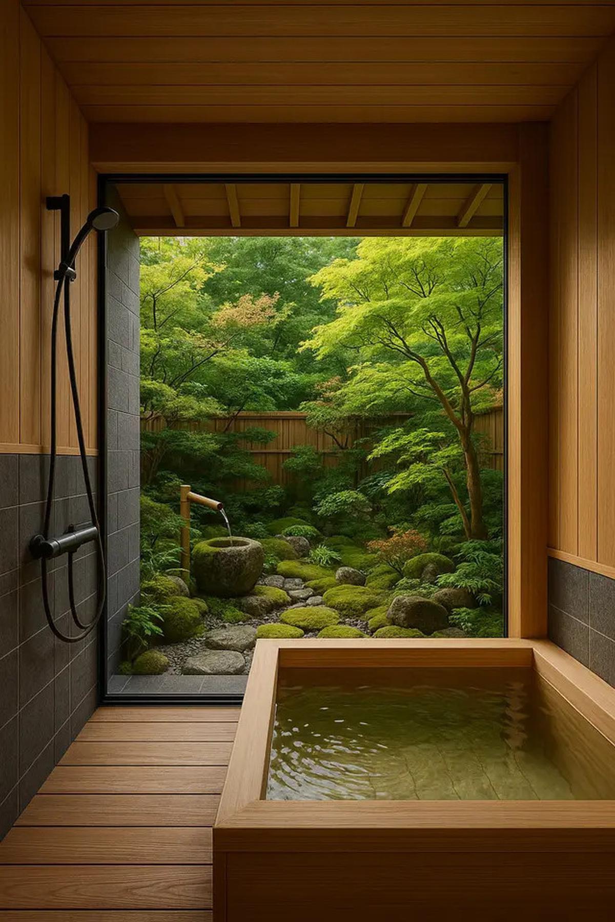 7 Inspirasi Kamar Mandi Semi Outdoor Bergaya Jepang, Estetik dengan Nuansa Alam