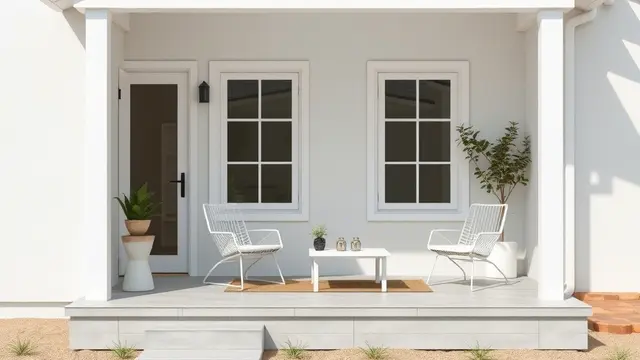 Rumah Putih Mini dengan Teras Cantik
